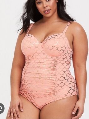 Torrid Coral Mermaid Bathing Suit Swimsuit Size 3F